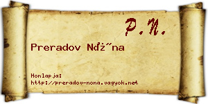 Preradov Nóna névjegykártya